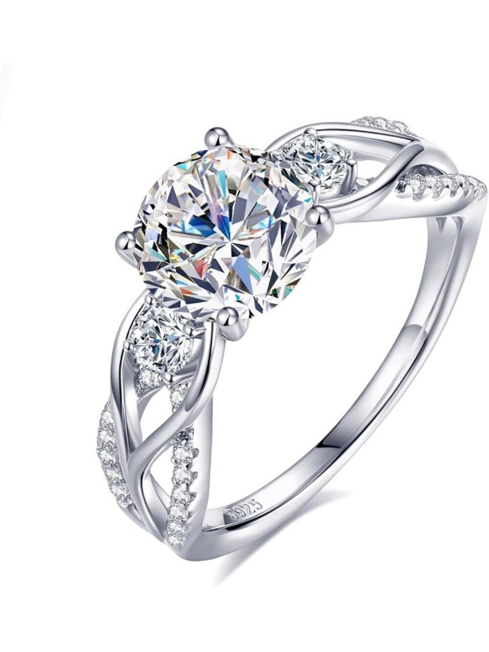 Stunning Moissanite Promise Ring, 1-2CT Twisted Engagement Ring for Women